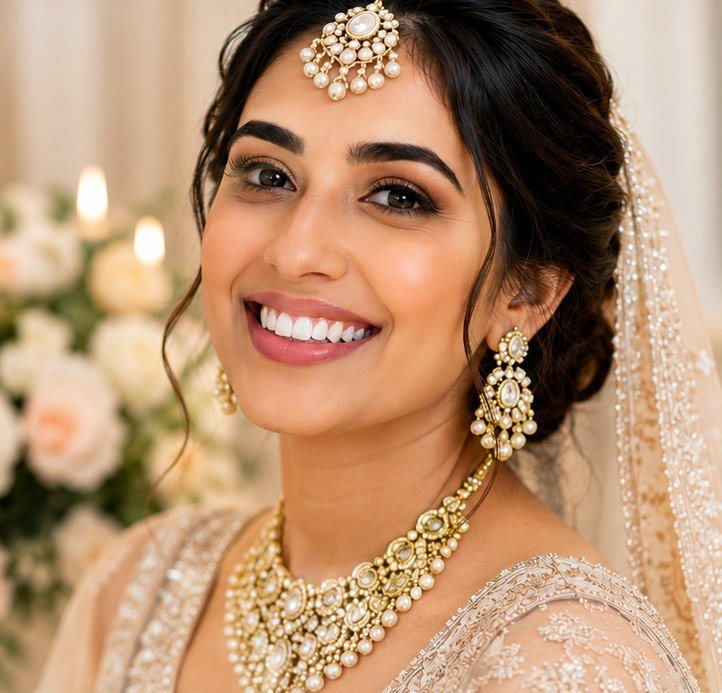 Bride smiling on her wedding day